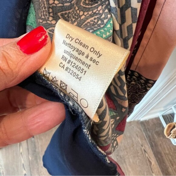 NWT Anthropologie Wrap Dress Maxi Long Sleeves patchwork PRINT size Medium MP - Picture 9 of 16